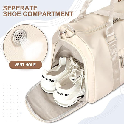 FIORETTO Womens Gym Tote Duffle Bag with Wet Pocket & Shoe Compartment, Sports Duffel Overnight