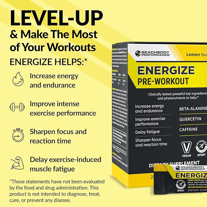 BODi Energize Pre Workout Powder - Beta-Alanine, Quercetin & Low-Dose Caffeine Formula for Enhanced
