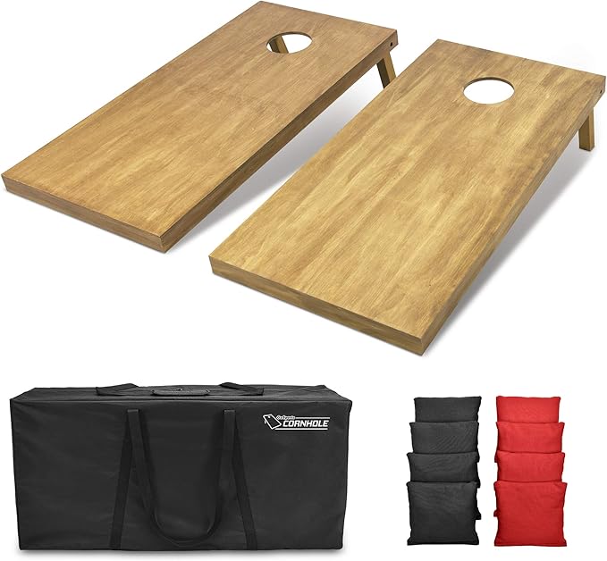 GoSports 4 ft x 2 ft Regulation Size Wooden Cornhole Boards Set - Includes Carrying Case - Full