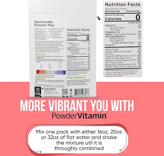 Electrolytes Powder Plus, Keto, Watermelon, Sugar Free, 1000mg Potassium, 120mg Calcium, 120mg
