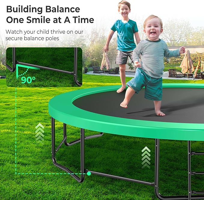 12 14 15 16FT Outdoor Trampolines for Kids and Adults, Pumpkin Trampolin with Curved Poles