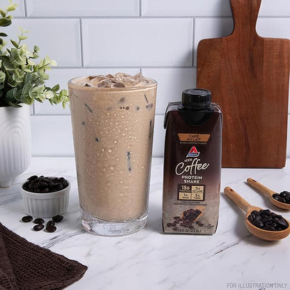 Atkins Café au Lait Iced Coffee Flavored Protein Shake, High Protein Shake, Low Sugar, Low Carb and