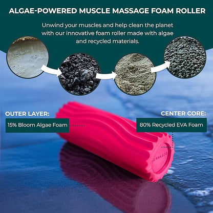 Oceanfoam Ripple Travel Foam Roller (11" x 3.35") Firm Mini Foam Roller for Physical Therapy, Deep