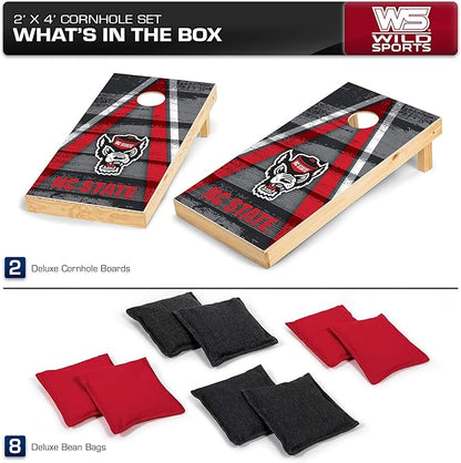 Wild Sports NCAA College 2' x 4' Wood Direct Print Tournament Cornhole Set, 8 Bean Bags, Vintage