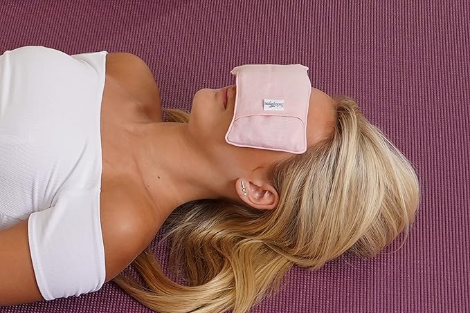 Organic Linen Eye Pillow - Lavender & Flaxseed for Relaxation, Yoga, Stress Relief - Microwavable