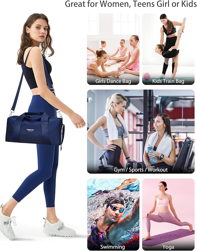 Compact Sports Gym Bag for Women and Man, Cute Mini Duffle Bag with Wet Pocket & Shoes Compartment