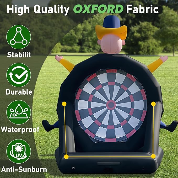14ft Giant Inflatable Soccer Dart Board with 8 Golf Balls & 2 Soccer Balls Kickball Dartboard