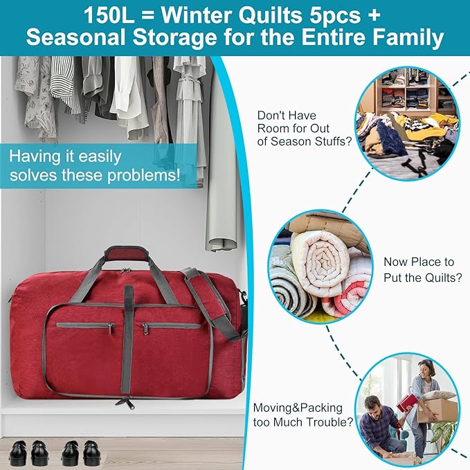 Felipe Varela Duffle Bag with Shoes Compartment and Adjustable Strap,Foldable Travel Duffel Bags