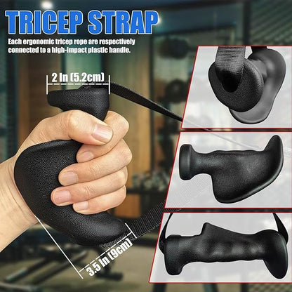 Ergonomic Tricep Rope Pulldown Attachments, Upgraded 27 32 40 & 47 Inch Extra Long Triceps Rope