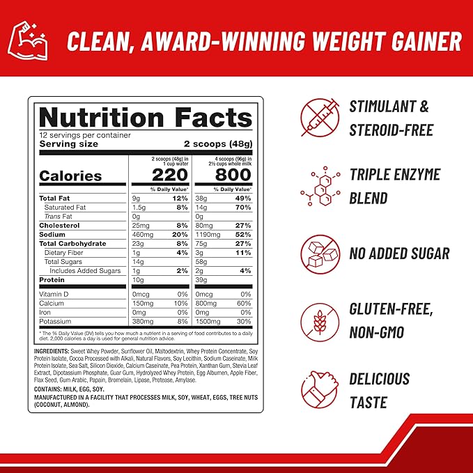 Naturade - All Natural Weight Gain Drink Mix - Gluten Free, Delicious Taste, 1600 Calories per