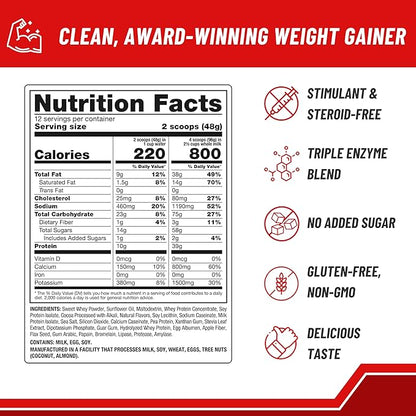 Naturade - All Natural Weight Gain Drink Mix - Gluten Free, Delicious Taste, 1600 Calories per