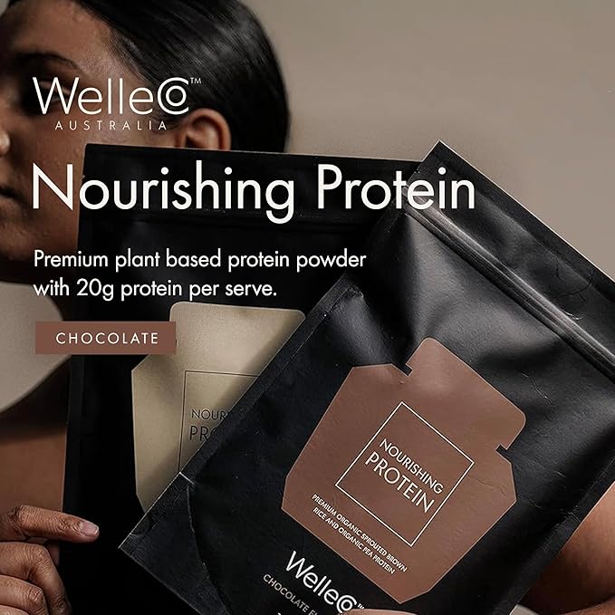 WelleCo, Nourishing Protein, Premium Organic Sprouted Brown Rice & Pea Protein, Chocolate Flavour