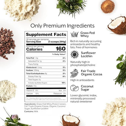 ProMix Nutrition Whey Protein Isolate Powder, Chocolate - Grass-Fed - ­Post Workout Fitness &