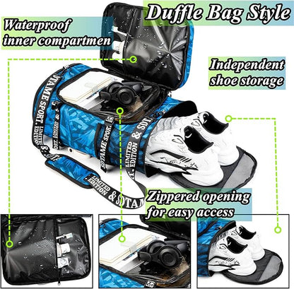 Gym Duffle Bag Backpack with Shoe Compartment,4 ways Travel Backpack for Women and
