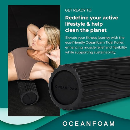 Oceanfoam Tidal Roller - Black - Muscle Massage Foam Roller for Back Pain & Stretching - Firm and