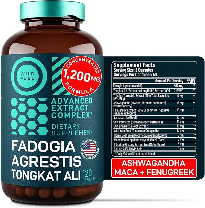 Fadogia Agrestis and Tongkat Ali Supplement - 600mg Fadogia Agrestis for Men, 500mg Longjack