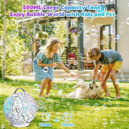 Bubble Machine for Kids Toddlers,45°/360° Rotatable Spherical Bubble Maker Toy with LED