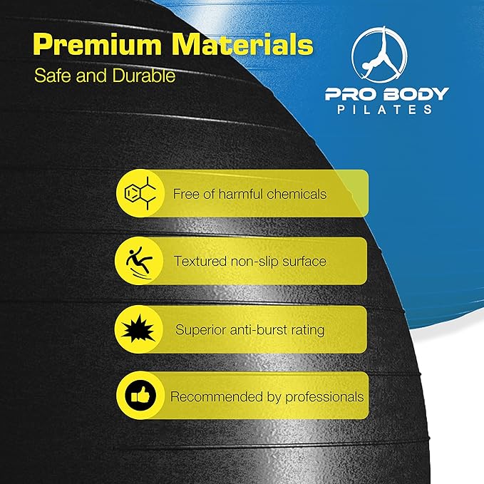 ProBody Pilates Yoga Ball Chair, Exercise Ball Chair with Base or Stand for Home Office Desk