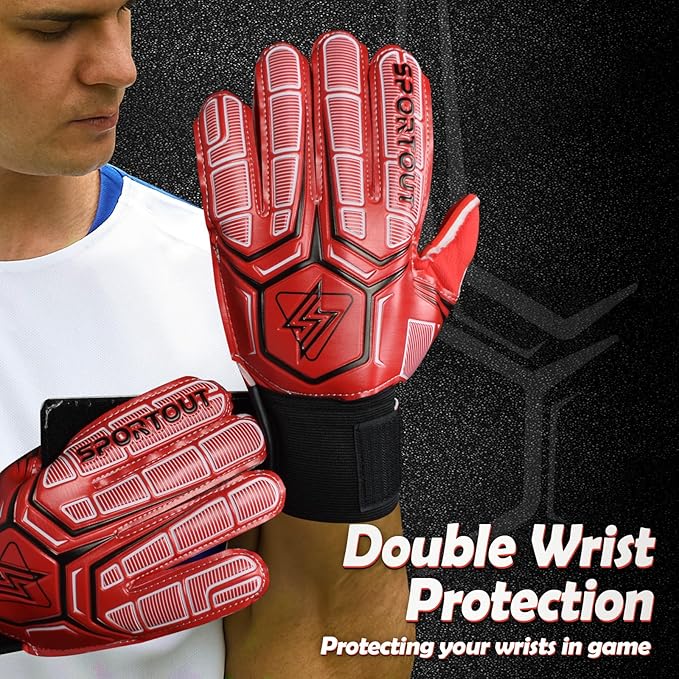 Sportout Goalie Gloves, Goalkeeper Gloves with Finger Protection, Breathable Soccer Goalie Gloves