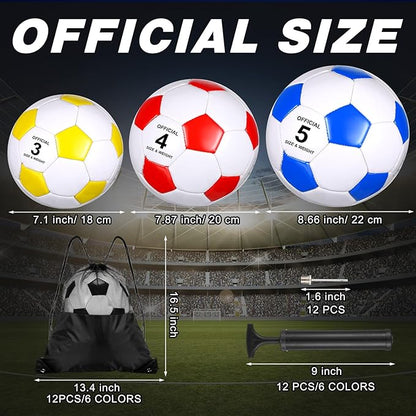 12 Set Christian Charity Donation Supplies Soccer Balls with Pumps and Drawstring Bags Soccer
