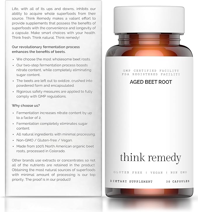 Aged Beet Root Capsules - Beet Pills for Stamina - Organic Beet Root Powder - Nitric Oxide