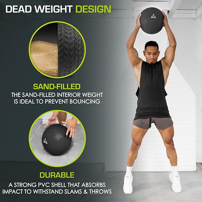 ProsourceFit Slam Medicine Balls 5, 10, 15, 20, 25, 30, 50lbs Smooth and Tread Textured Grip Dead