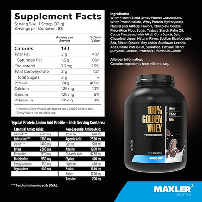 Maxler 100% Golden Whey Protein - 24g of Protein per Serving - Premium Whey Protein Powder for Pre