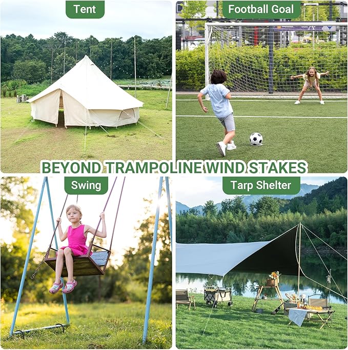 12 in 8 Pack Trampoline Stakes, U Shaped Trampoline Anchors High Wind Heavy Duty, Trampoline Anchor