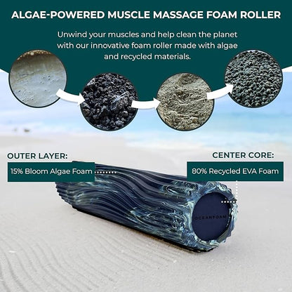 Oceanfoam Tidal Roller - Dark Navy, Hunter & Seafoam Marbled - Muscle Massage Foam Roller for Back