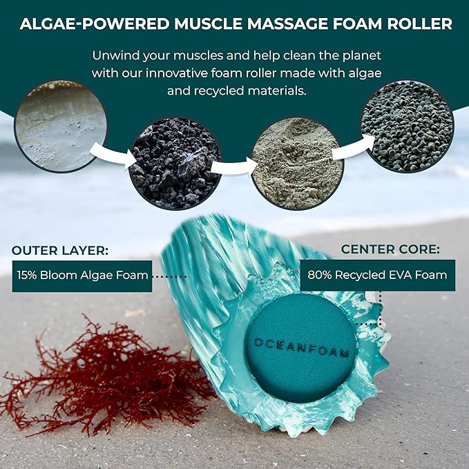 Oceanfoam Ripple Travel Foam Roller (11" x 3.35") Firm Mini Foam Roller for Physical Therapy, Deep