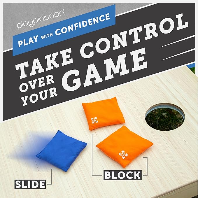 Professional Cornhole Bags - Set of 8 Regulation All Weather Double Sided - Sticky Side/Slick Side