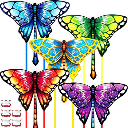 5 Pack Kites for Kids & Adults, Rainbow Butterfly Kite Delta Kites for Kids Age 4-8 8-12, Easy to