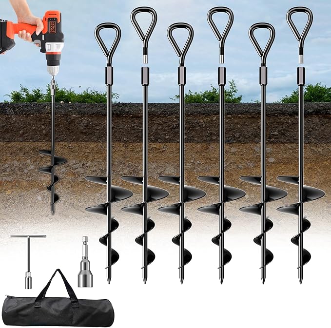 Phopich 18''/30" Long Ground Anchor, Heavy Duty Earth Anchors Ground Anchors Screw in Kit with