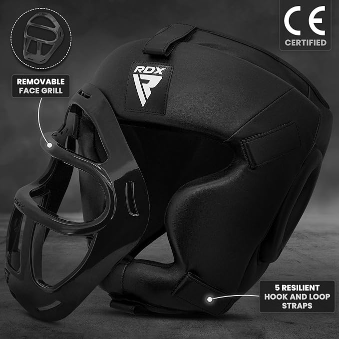 RDX Boxing Headgear MMA Muay Thai, Removable Face Grill, Head Gear for Sparring Grappling Martial