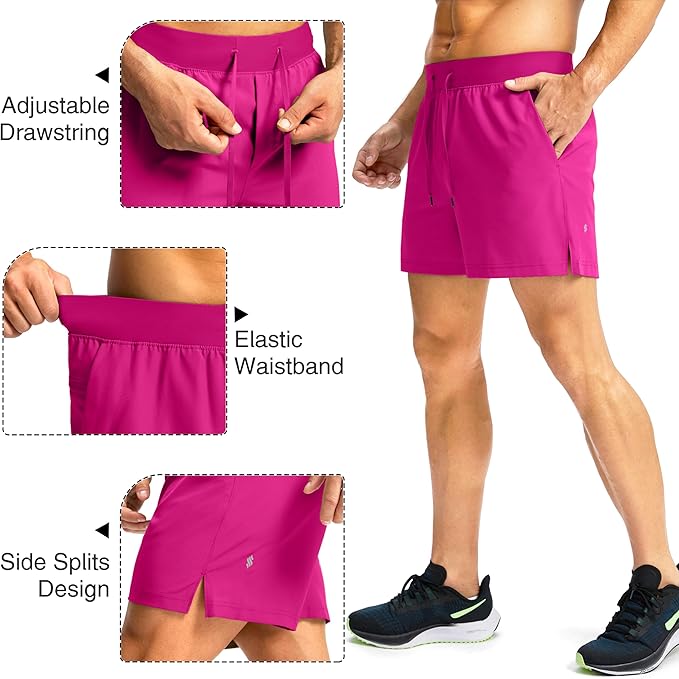 Men's Running Shorts with Zipper Pockets 9 Inch/ 7 Inch / 5 Inch Lightweight Quick Dry Gym Workout