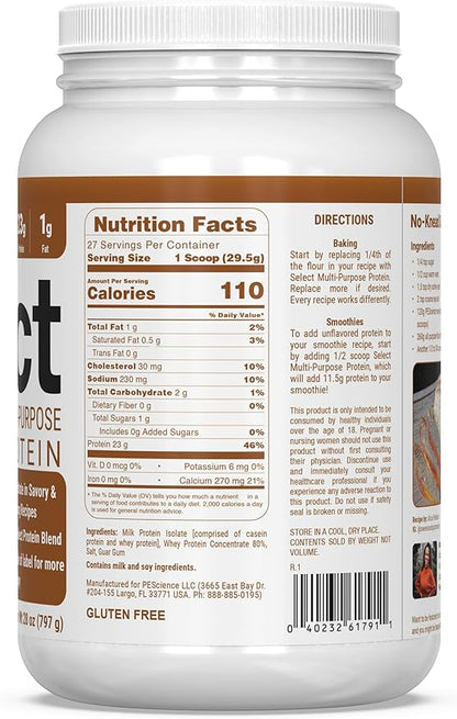 PEScience Select Multi-Purpose Unflavored Protein Powder, Low Carb, Keto Friendly, Gluten Free