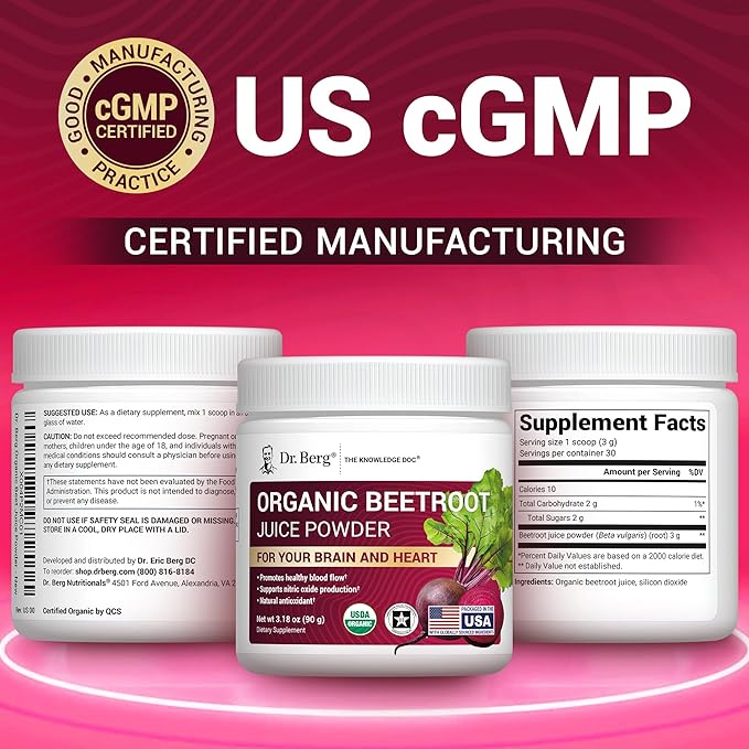 Dr. Berg Raw Organic Beet Powder from Real Earth-Grown Beets ??USDA Certified Organic Beet Root