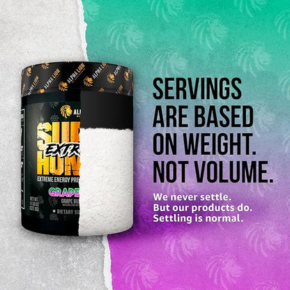 ALPHA LION Superhuman Extreme High Stim Pre Workout Powder, Beta Alanine, L-Taurine & 356mg