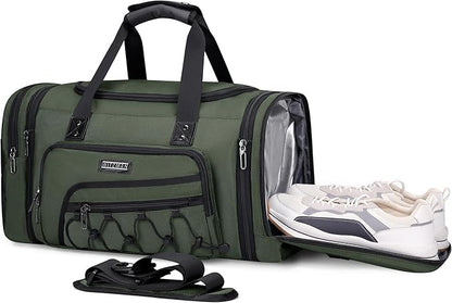 WITZMAN Duffle Bag for Men Nylon Large Gym Weekender Bag with Shoe Compartment Expandable Carry on