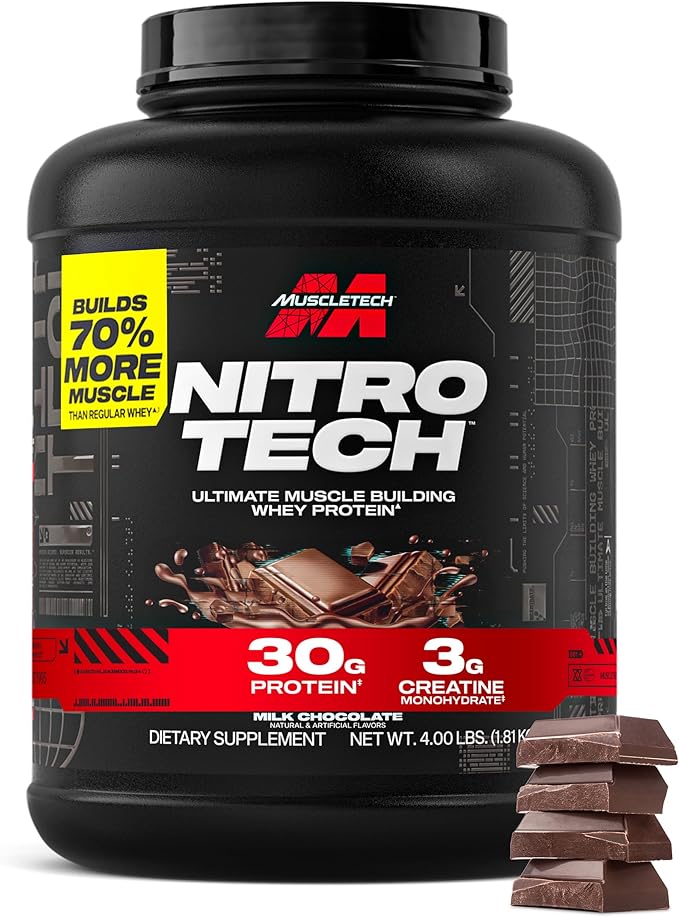 Muscletech Whey Protein Powder (Milk Chocolate, 4 Pound) - Nitro-Tech Ultimate Muscle Building