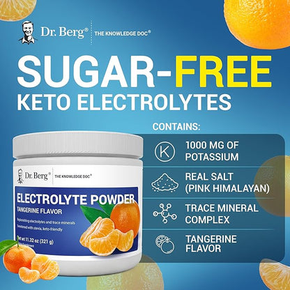 Dr. Berg Zero Sugar Hydration Keto Electrolyte Powder - Enhanced w/ 1000 mg of Potassium & Real