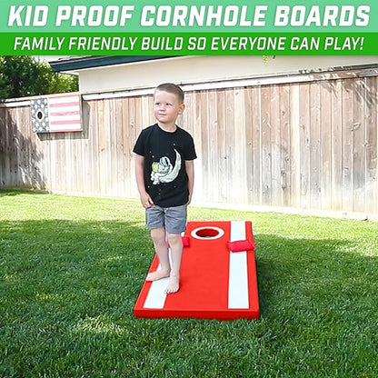 GoSports 4 x 2 ft All Weather Cornhole Boards - American Flag, Red, or Blue - Game Set Includes 8