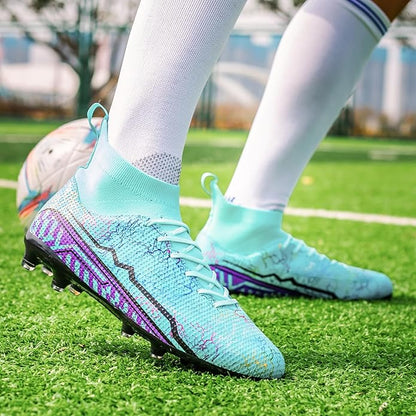 Soccer Cleats Mens Football Cleats Professional Soccer Shoes High-Tops Non-Slip Spikes for Big Boys