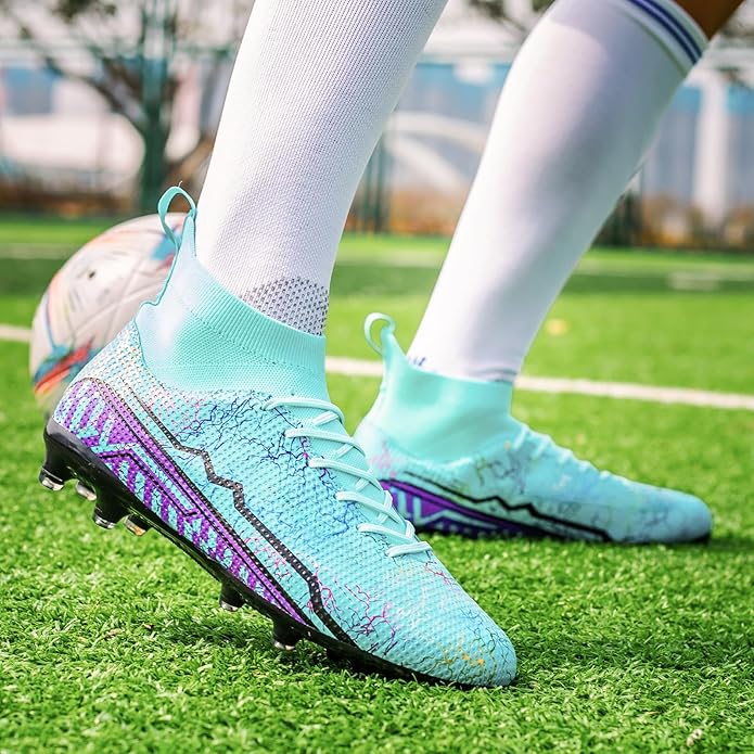 Soccer Cleats Mens Football Cleats Professional Soccer Shoes High-Tops Non-Slip Spikes for Big Boys