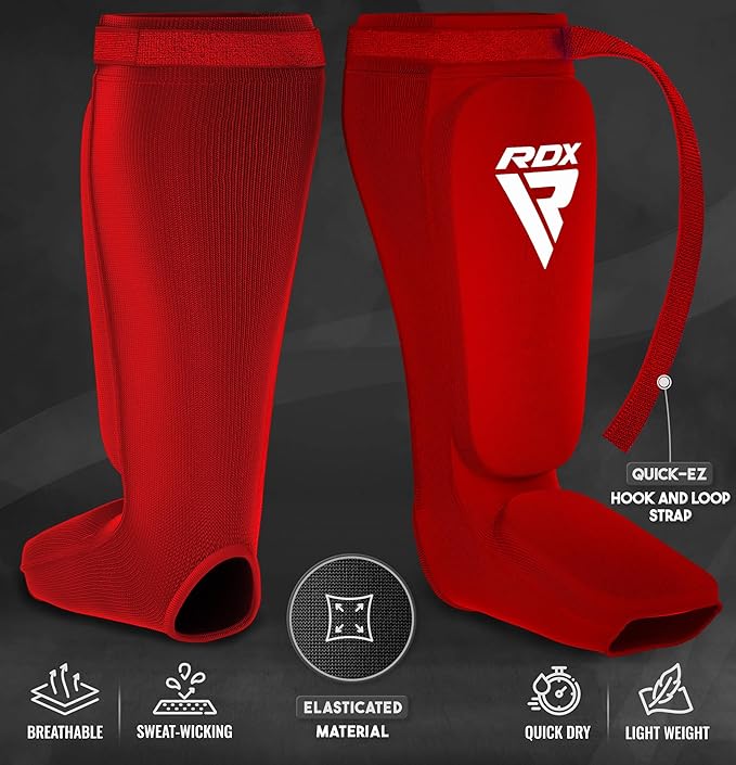 RDX Shin Guards Kickboxing Muay Thai, SATRA Approved, MMA Leg Instep Protection Pads, Sparring