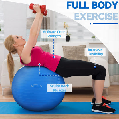 Fitvids Anti-Burst and Slip Resistant Exercise Ball Yoga Ball Fitness Ball Birthing Ball with Quick