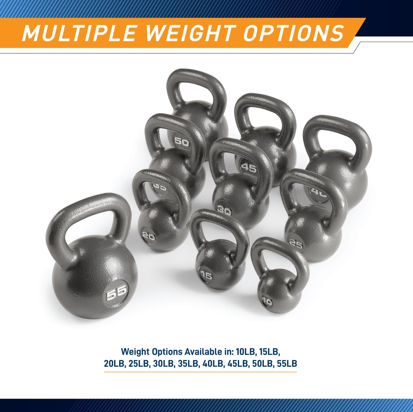 Marcy Hammertone Kettlebells, Ideal Workout Weights For Home Gym, Cast Iron, Black, 55lbs HKB-055
