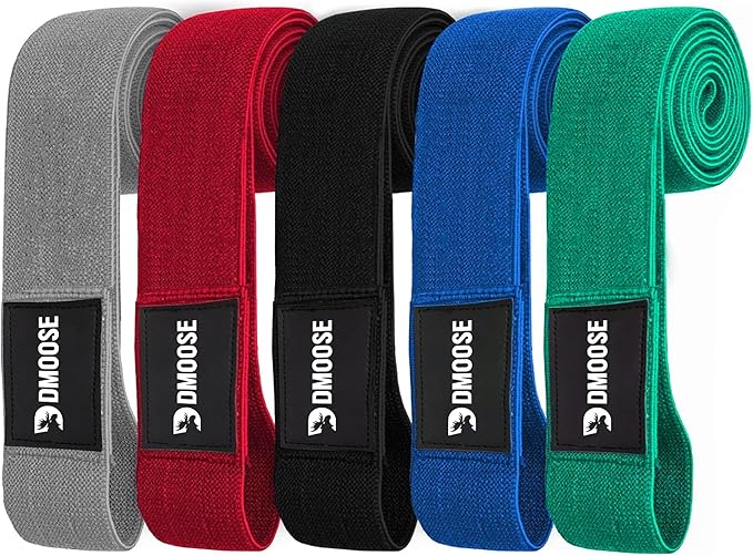 DMoose Fitness Fabric Resistance Bands for Full Body Exercises - Non-Slip Thick Cloth Stretch Band