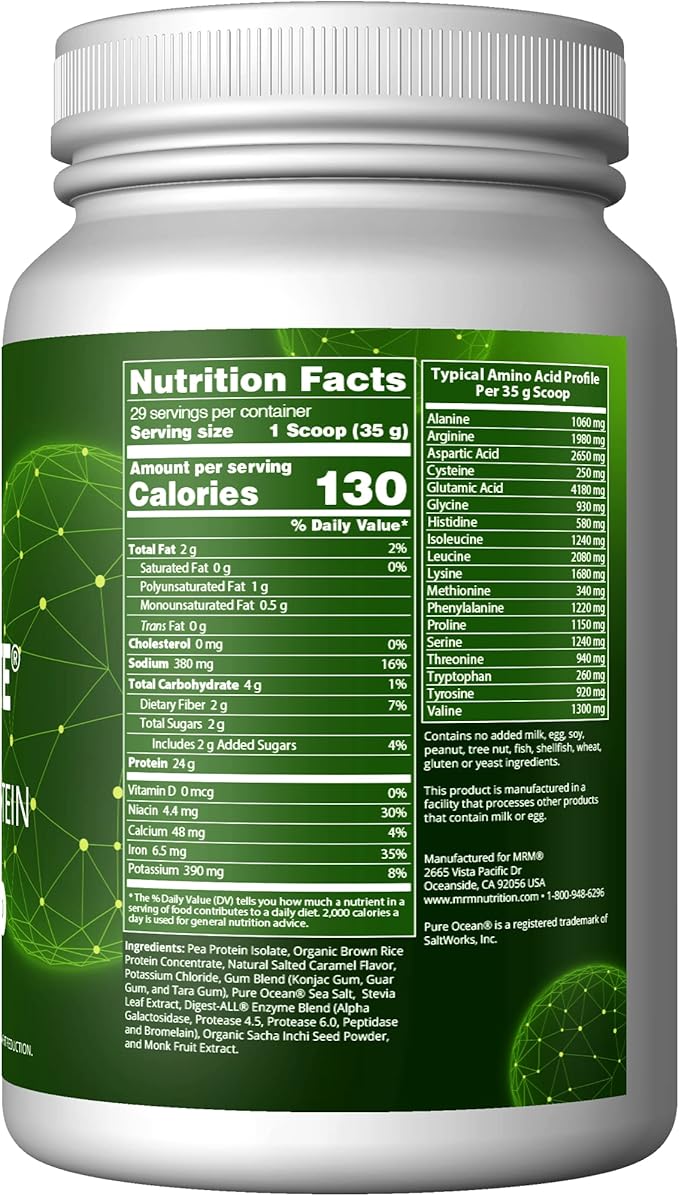 MRM Nutrition Veggie Elite Performance Protein | Salted Caramel Flavored| Plant-Based Protein| Easy