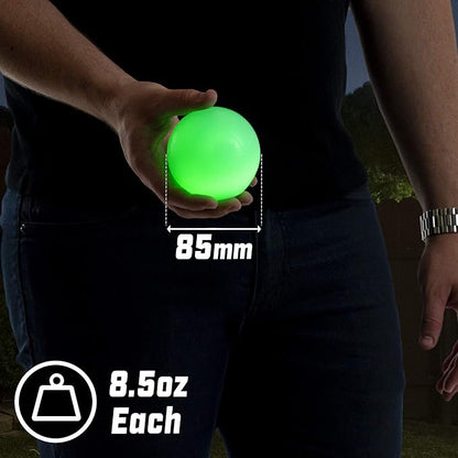 GoSports LED Bocce Ball Game Set - Includes 8 Light Up Bocce Balls, Pallino, Case and Measuring